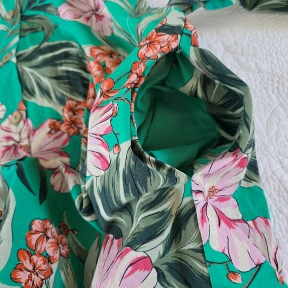 Zara Women's Midi Tropical Dress Size XS Green Button Down Belt Pockets Vacation - Picture 10 of 14